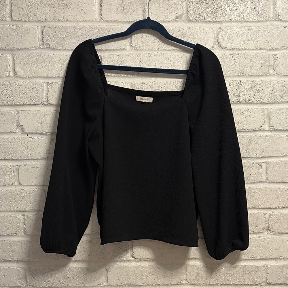 Madewell Large Black Puff Sleeve Blouse